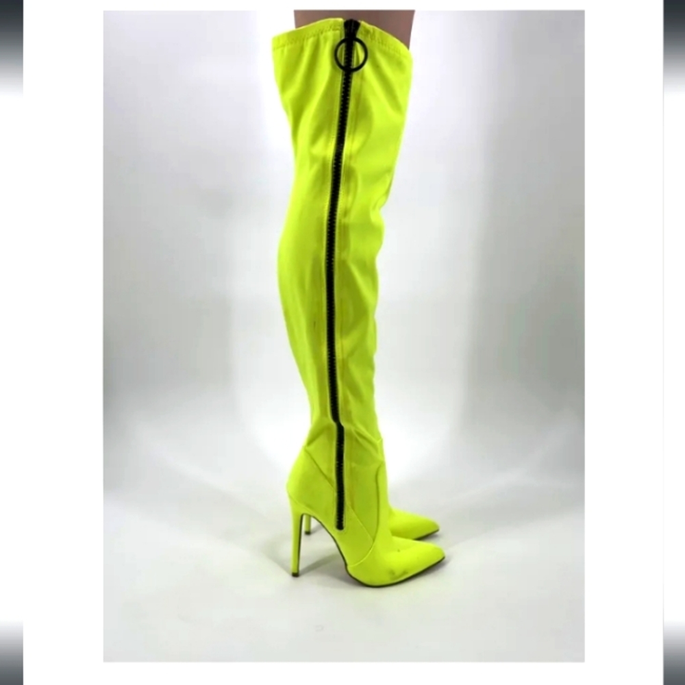 Thigh High Highlighter yellow boots